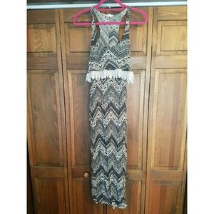 Black and cream racer back maxi dress