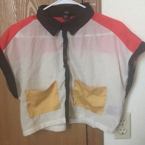 Cropped, Color Block Button Up