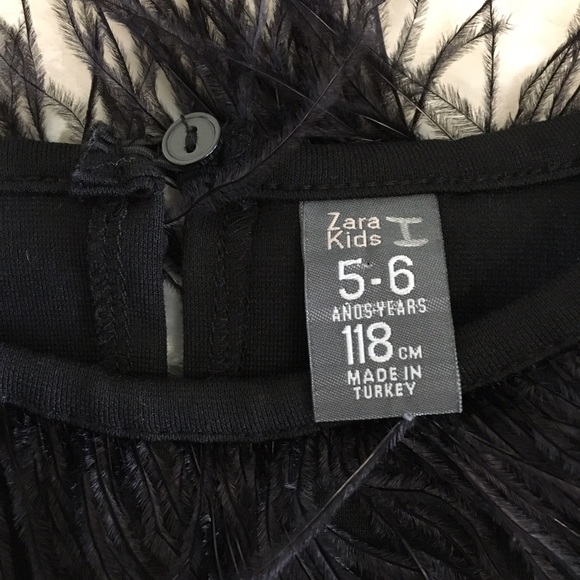 •SOLD• Girls Zara Dress Black with Feather Detail - Picture 5 of 8