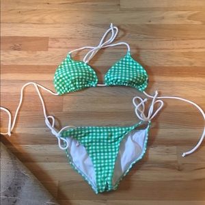 Green gingham string bikini