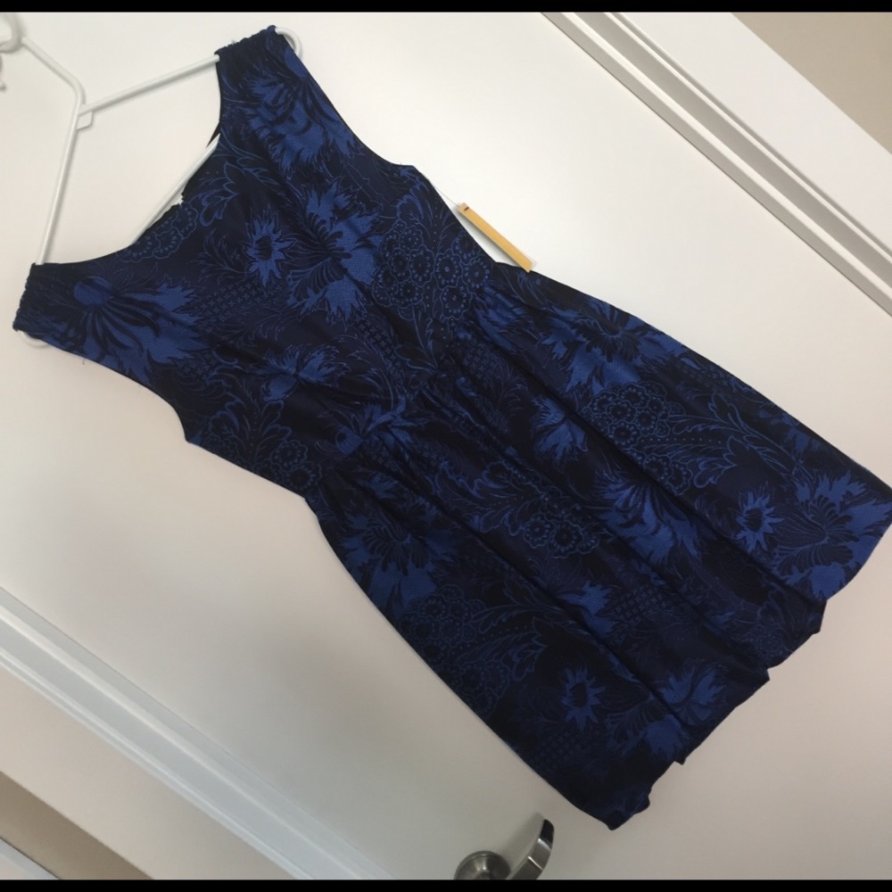 ALICE + OLIVIA Blue Satin Brocade Dress