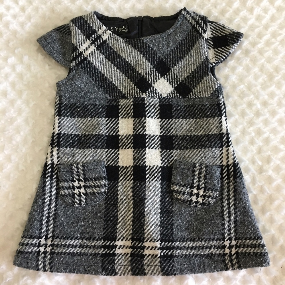 Elsy Italy Baby Plaid dress with Pockets Sz 12m