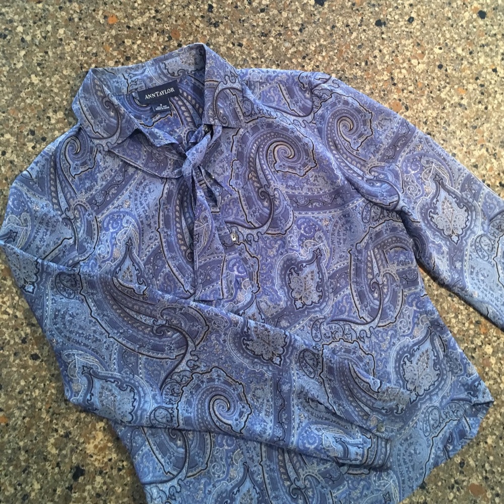 Silk Ann Taylor blouse in blue paisley