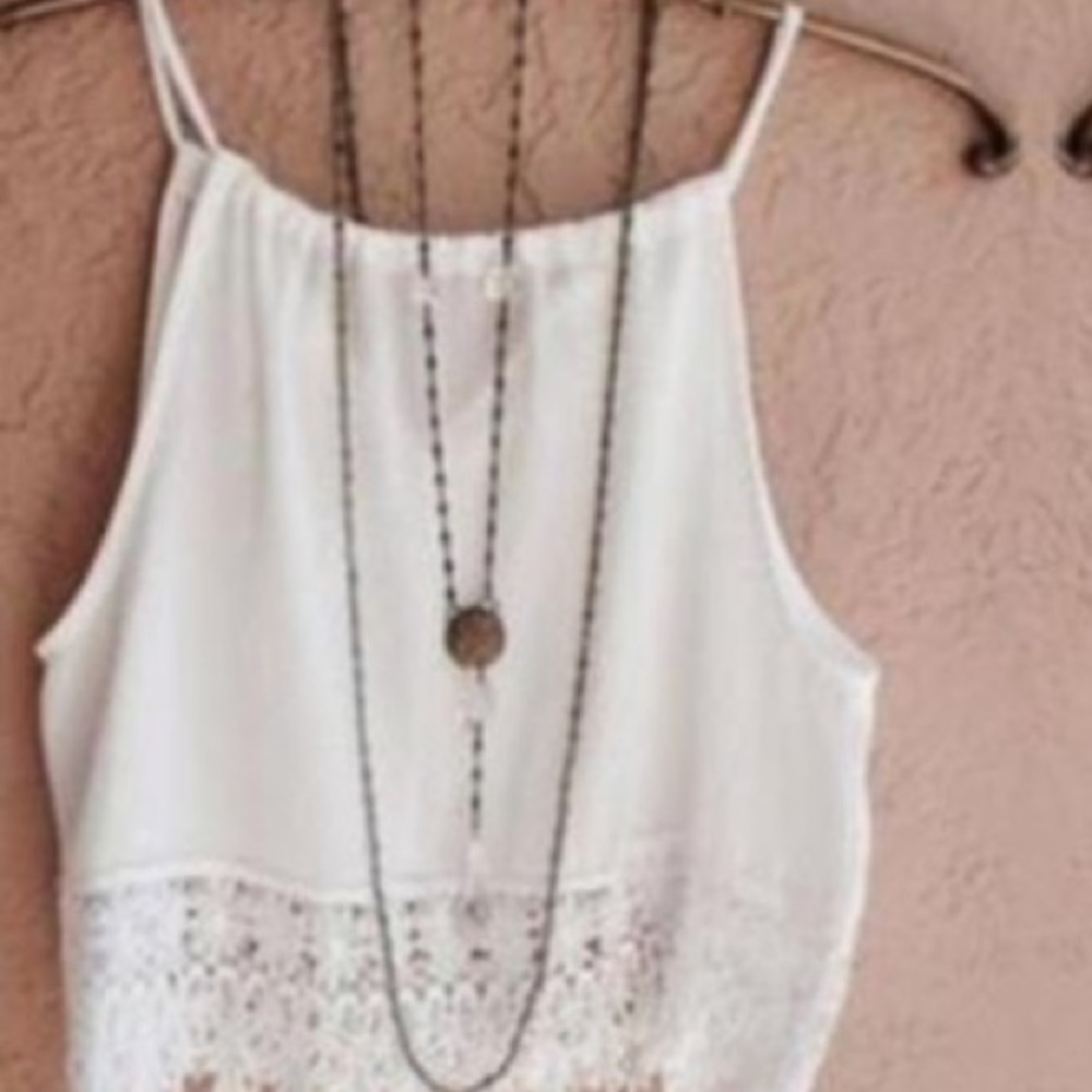 💋Last one💋White BOHO lace crochet Crop Top S - Picture 4 of 7