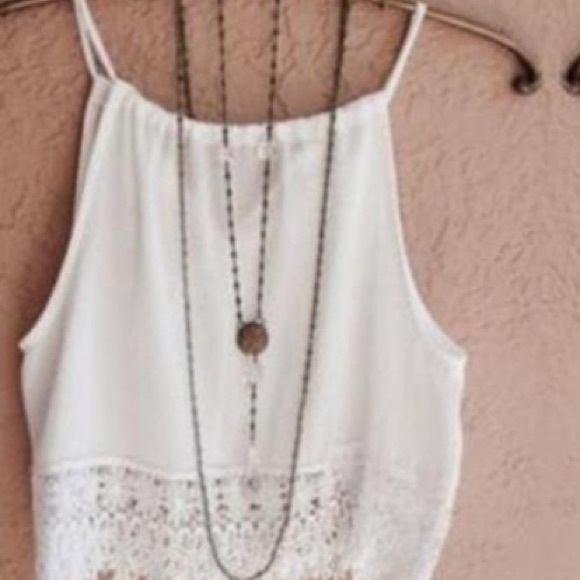 💋Last one💋White BOHO lace crochet Crop Top S - Picture 4 of 7