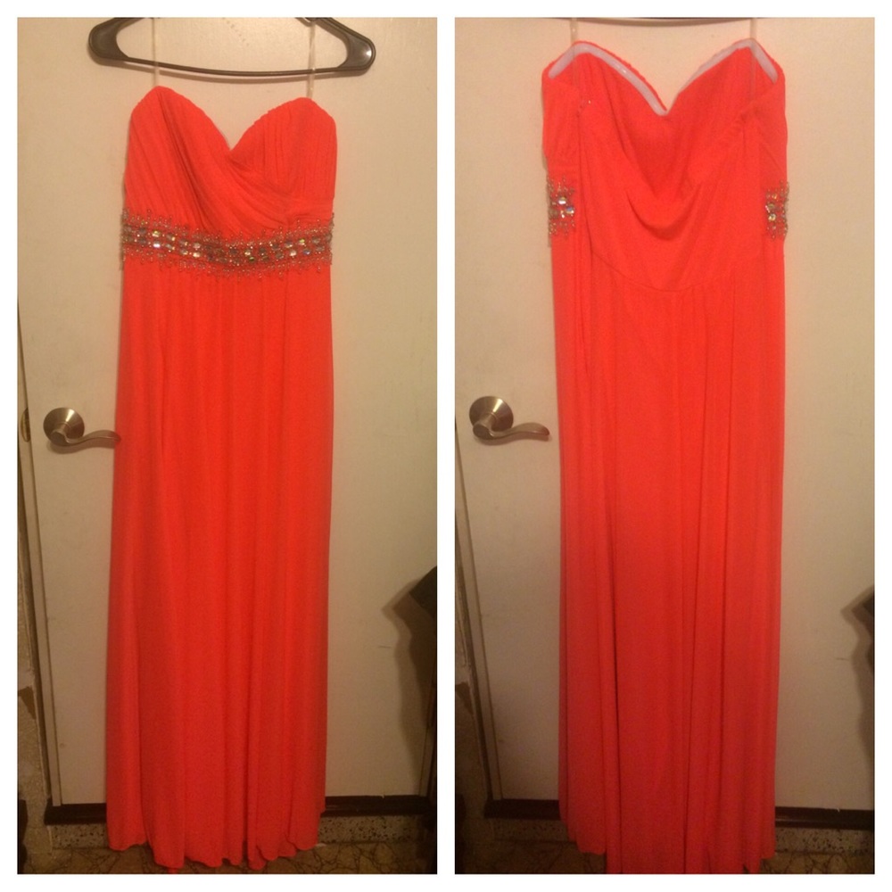 Long orange prom dress