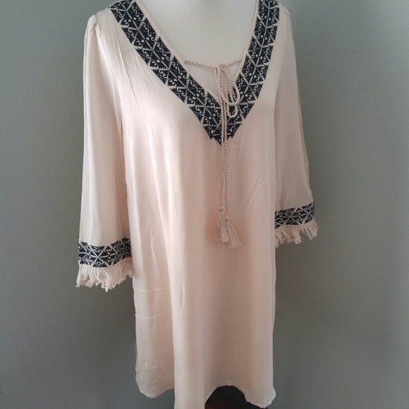 Medium Embroidered fringe sleeved tunic dress - Picture 7 of 7