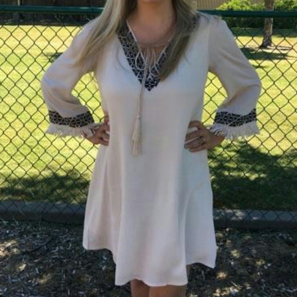 Medium Embroidered fringe sleeved tunic dress - Picture 2 of 7