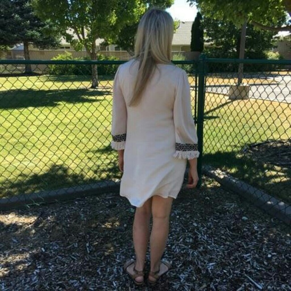 Medium Embroidered fringe sleeved tunic dress - Picture 3 of 7