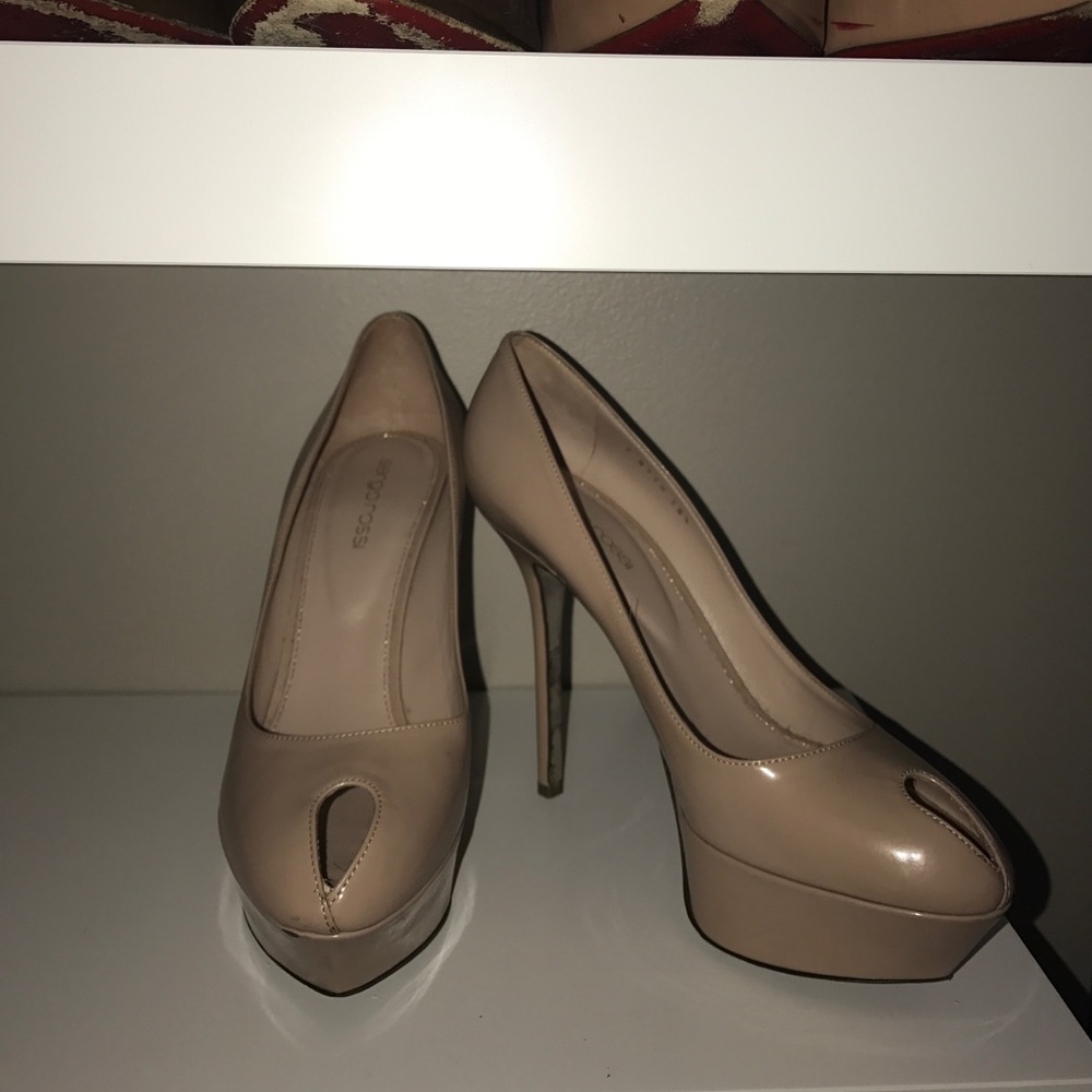 Sergio Rossi nude peep toe high heels