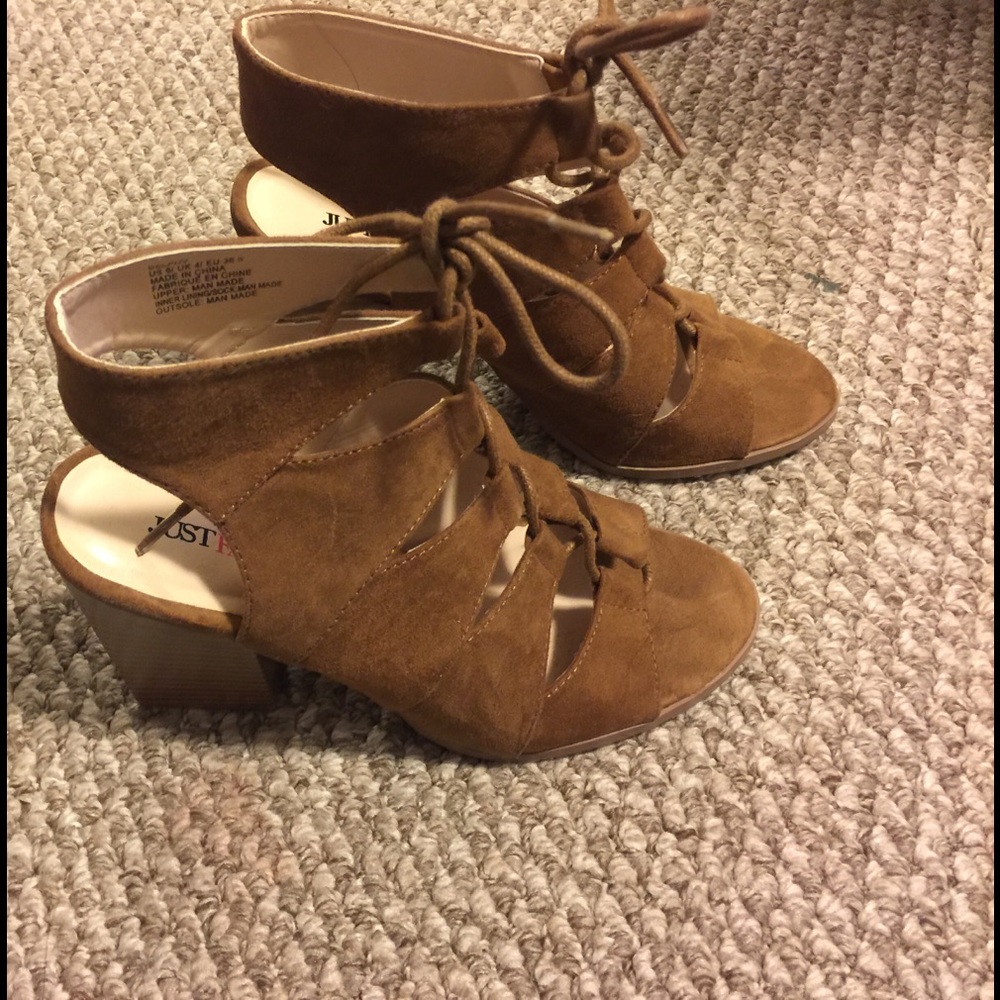 Lace up open toe high heel