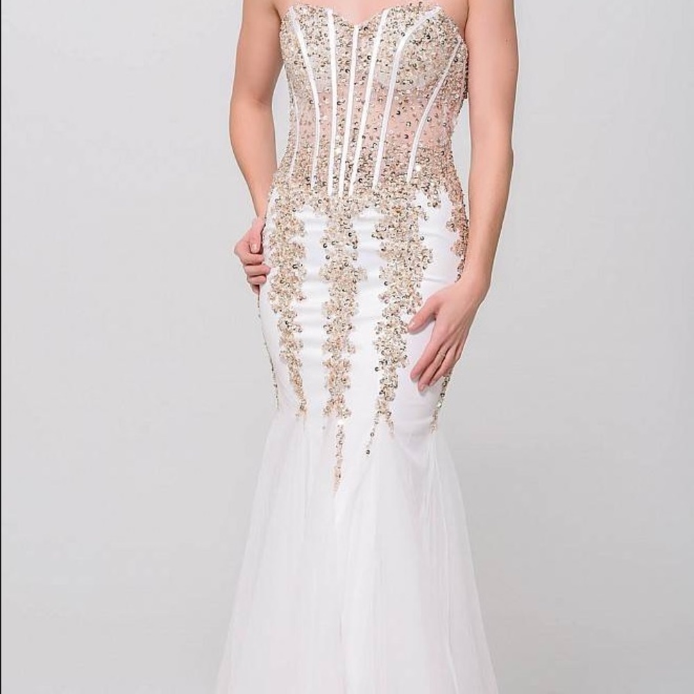 Jovani Dress 5908 in White and Gold