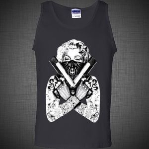 Marilyn Monroe Guns biking Tank Top size XL black
