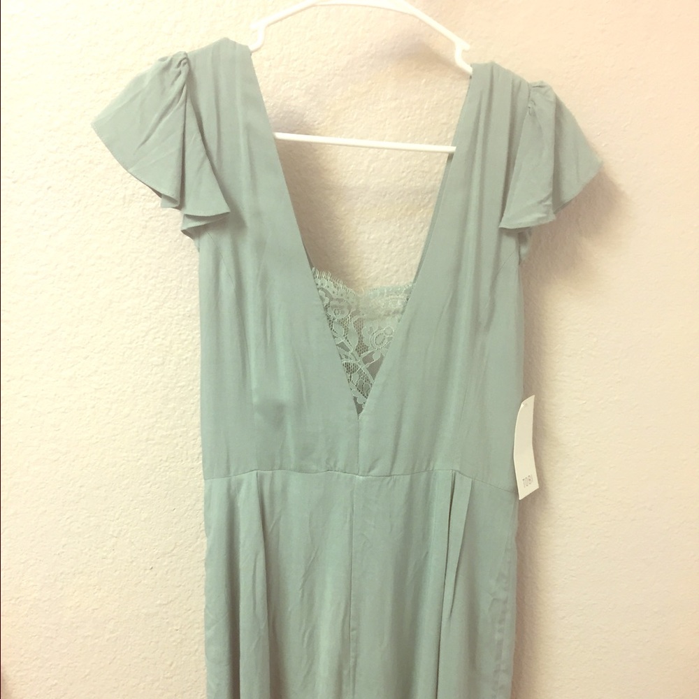 Light blue Tobi lace romper.
