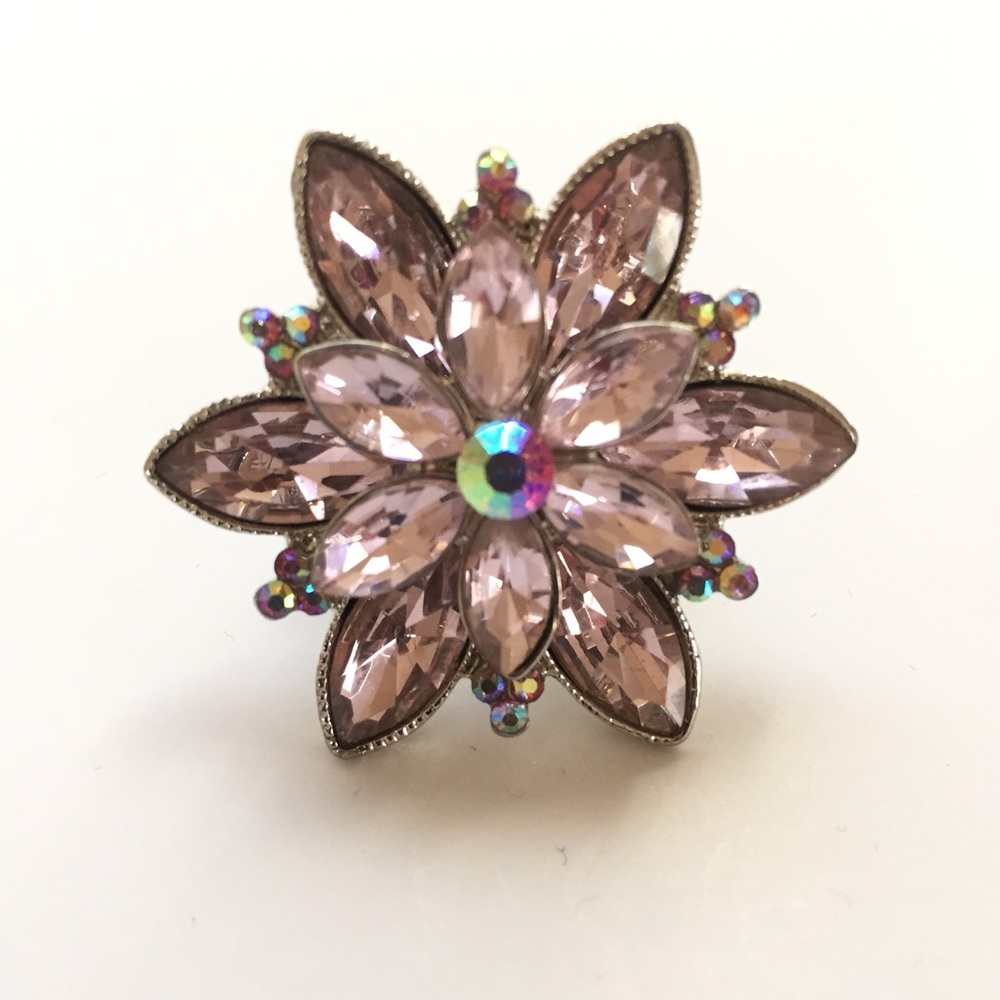 Pink Crystal Cocktail Ring - Picture 6 of 7