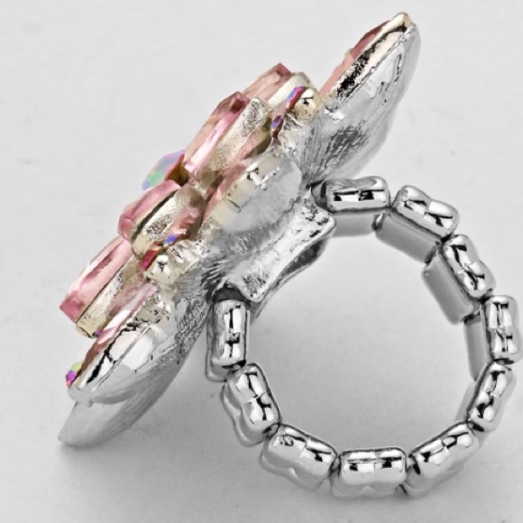 Pink Crystal Cocktail Ring - Picture 2 of 7