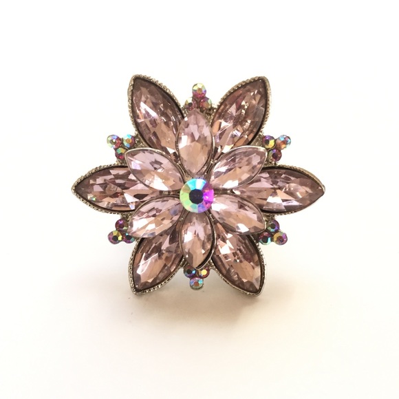 Pink Crystal Cocktail Ring - Picture 3 of 7