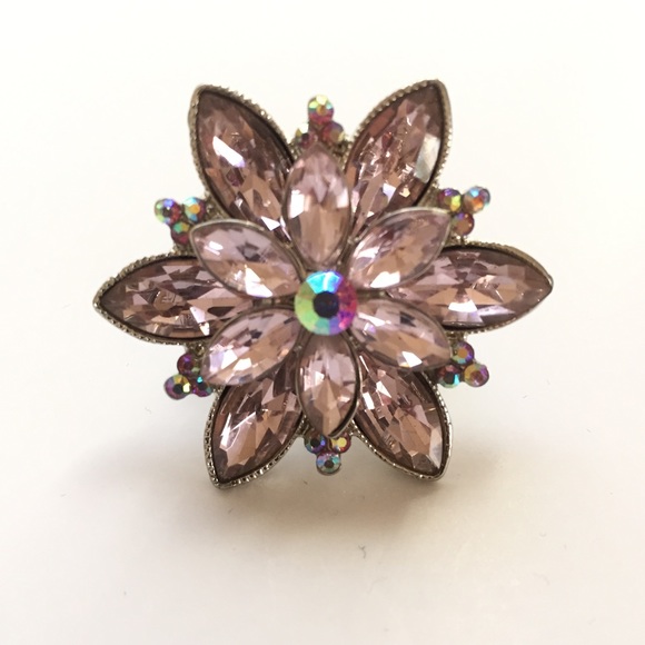 Pink Crystal Cocktail Ring - Picture 6 of 7