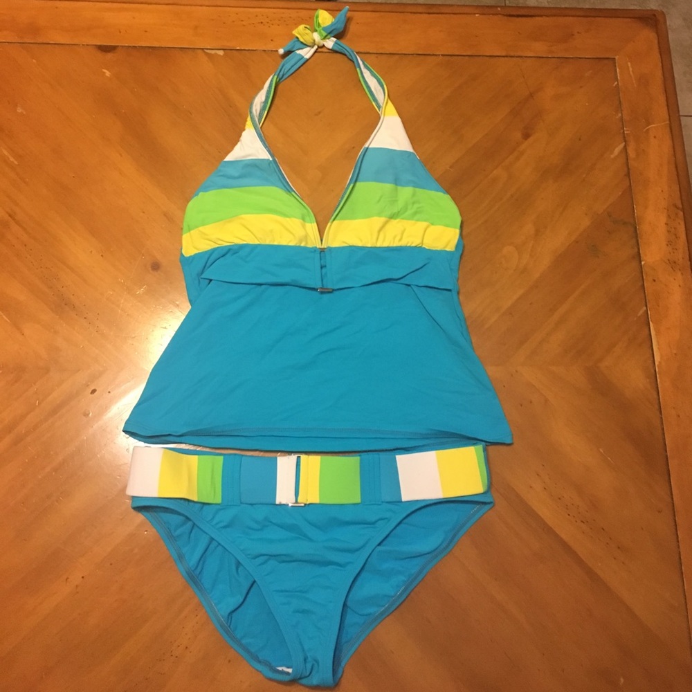 LA BLANCA blue green yellow white bathing suit 👙