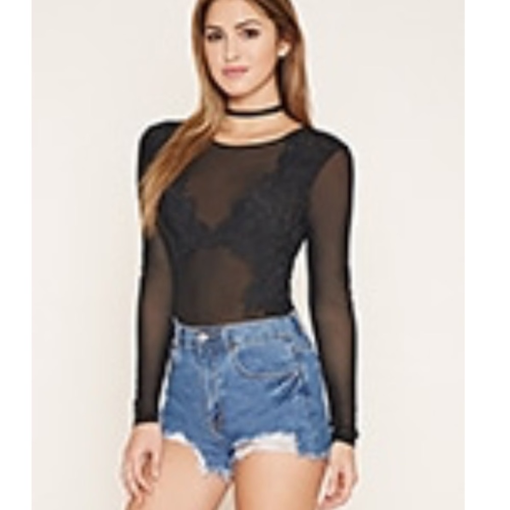 Mesh floral body suit