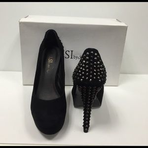 KELSI by Kelsi Dagger Suede Studded Heels