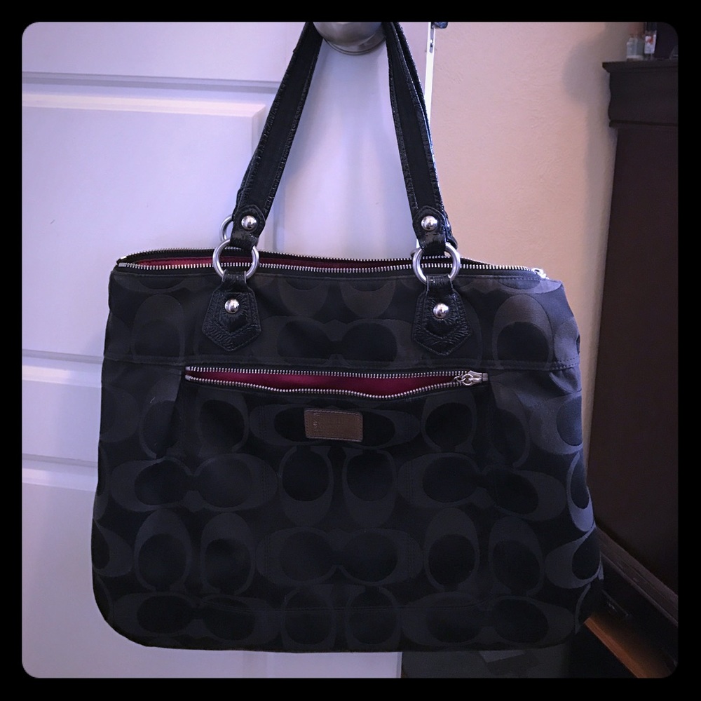 Large black Coach Poppy purse
