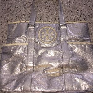 Authentic Tory Burch Silver Tote