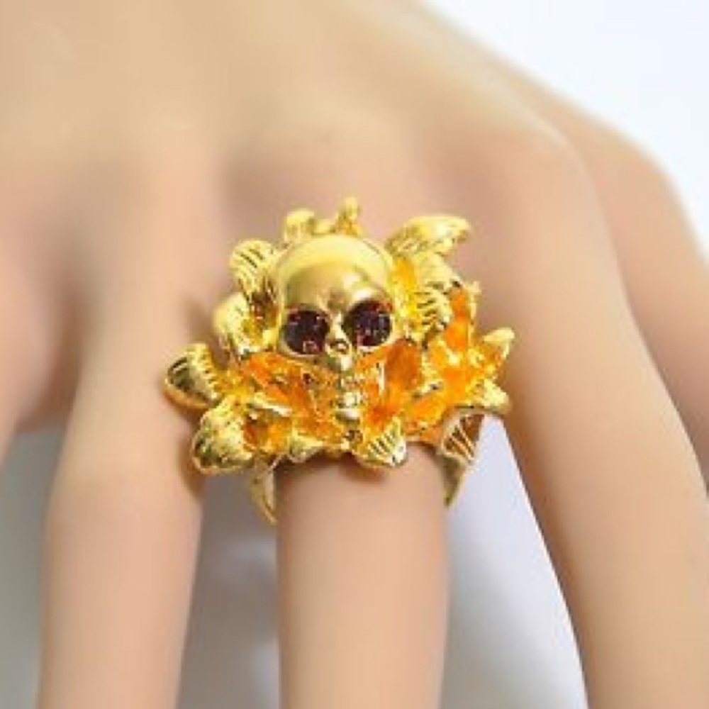 Alexander McQueen flower skull ring, preowned
