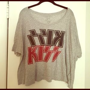 Trendy "KISS" Rock N' Roll graphic cropped tee