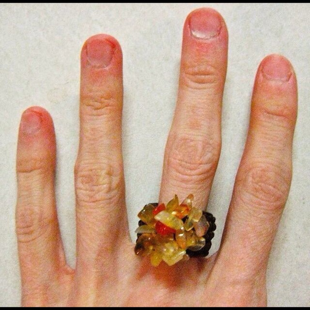 Gemstone Cluster Braided Ring