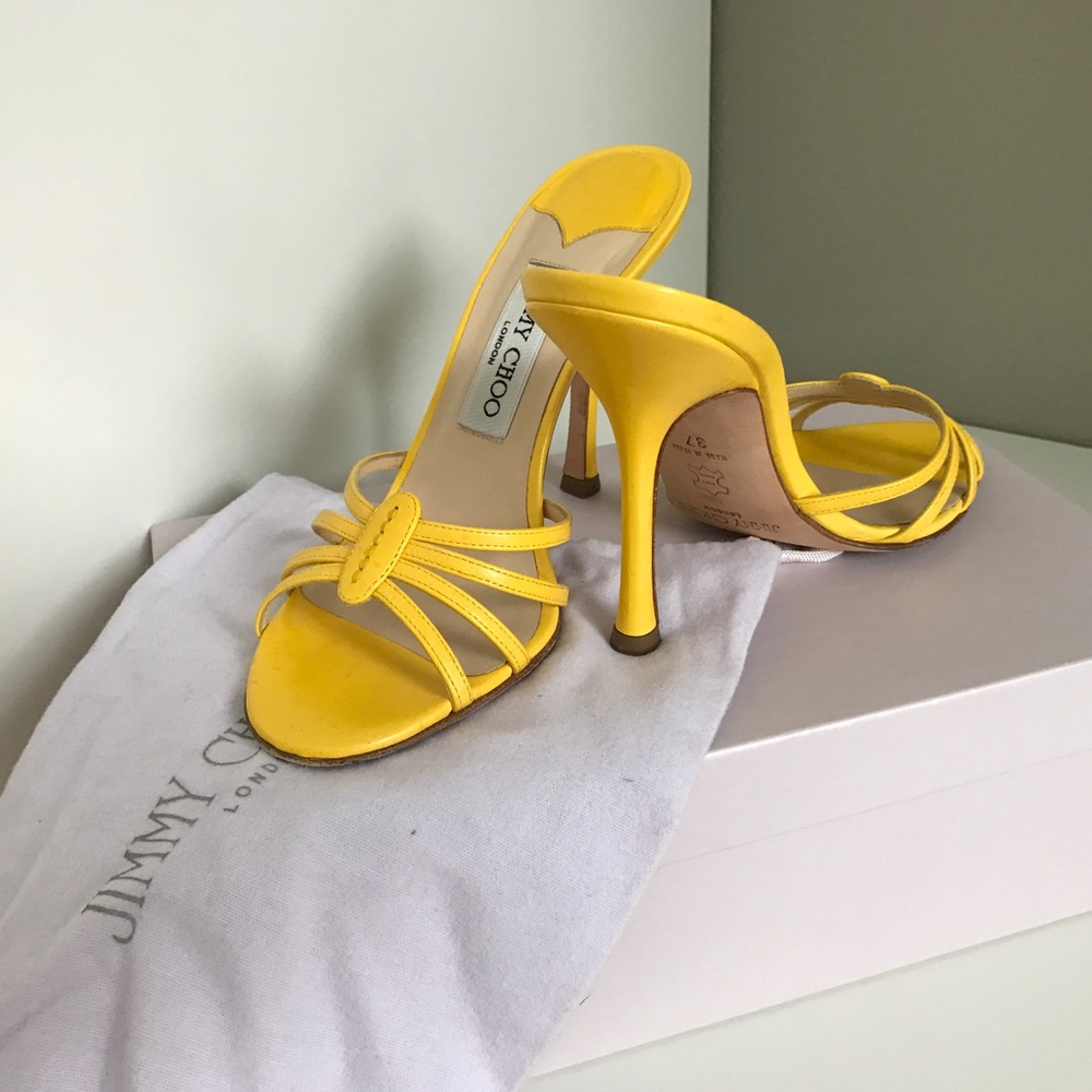 Jimmy Choo Yellow Mule Heels 37