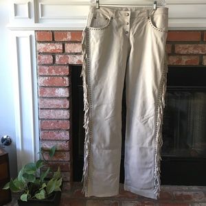 Leather Jack Daniels fringe studded pants size 12
