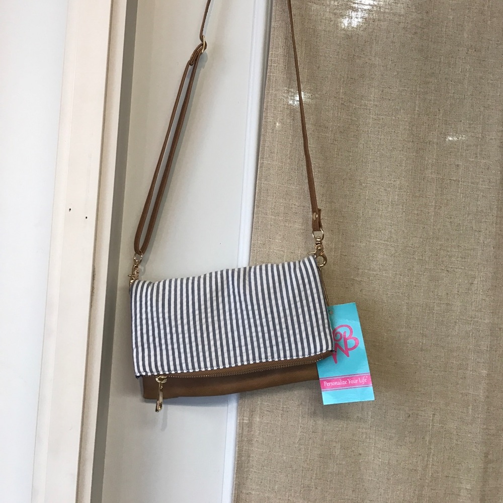 Seersucker/Camel Small Crossbody