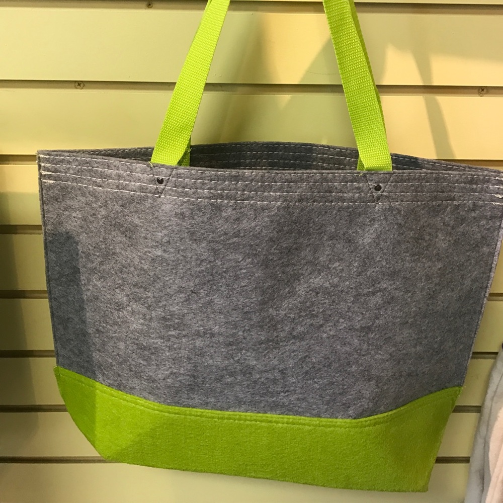 Felt gray/lime green Tote bag