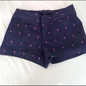 XS Flamingo printed jean shorts