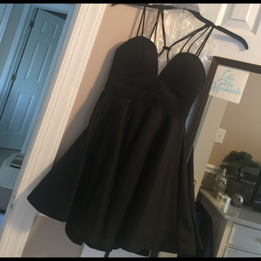 black strap mini dress