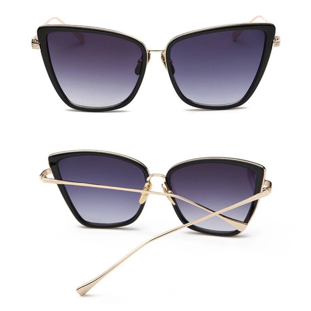 BLACK GOLD CAT EYE SUNGLASSES SUNNIES - Picture 2 of 5