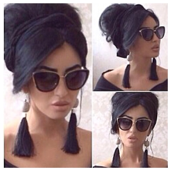 BLACK GOLD CAT EYE SUNGLASSES SUNNIES - Picture 5 of 5