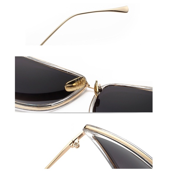 BLACK GOLD CAT EYE SUNGLASSES SUNNIES - Picture 4 of 5