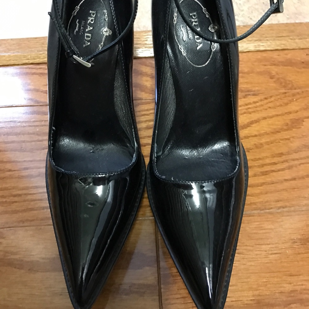 Prada black patent shoe
