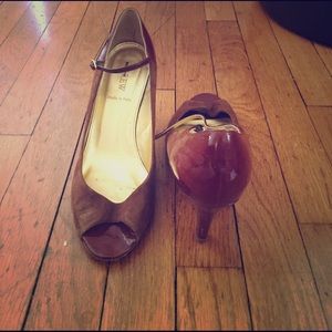 Cute Jcrew brown  patent leather and suede heels