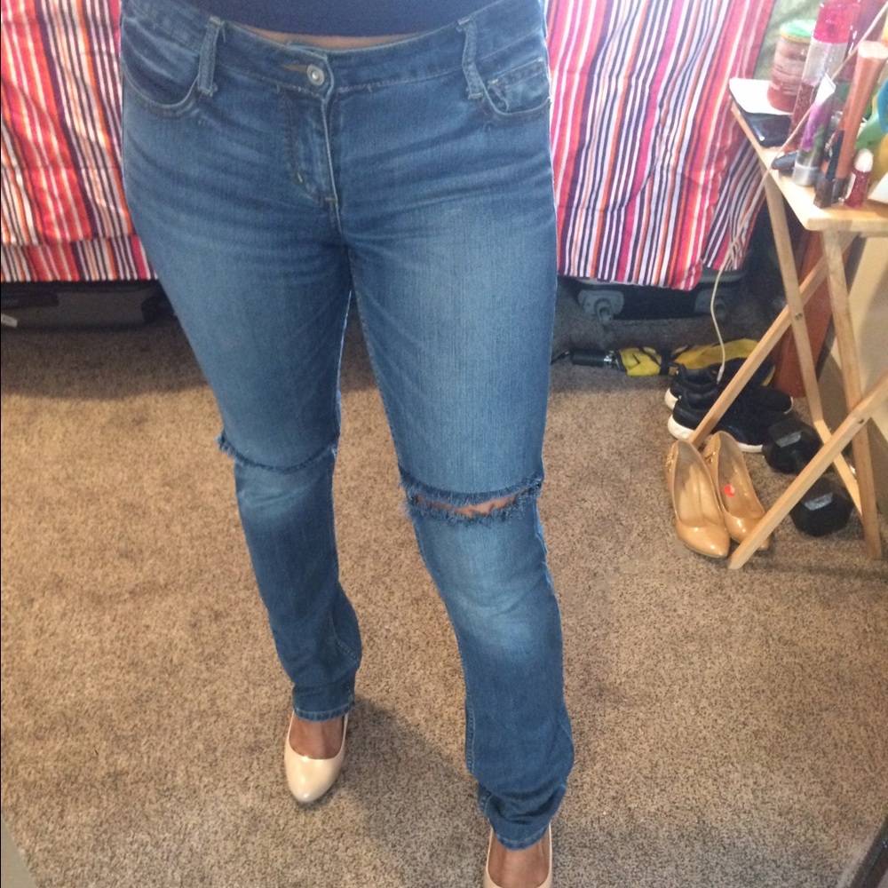 Blue ripped jeans