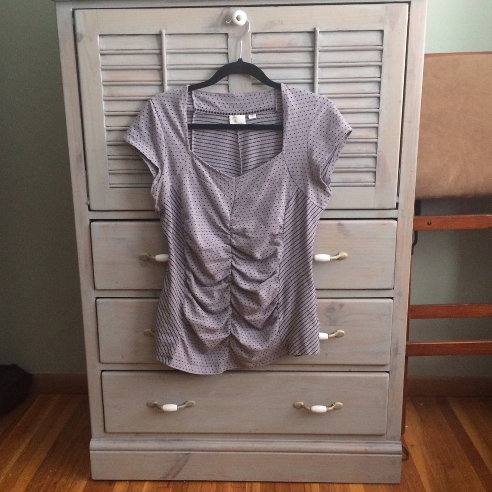 Anthropologie Ruched Gray Top