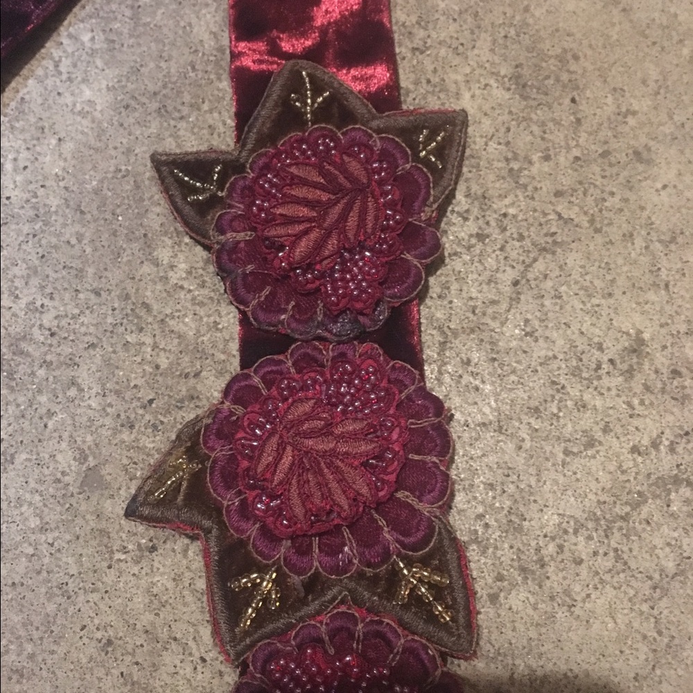 Anthropologie Velvet Beaded and Embroidered Belt