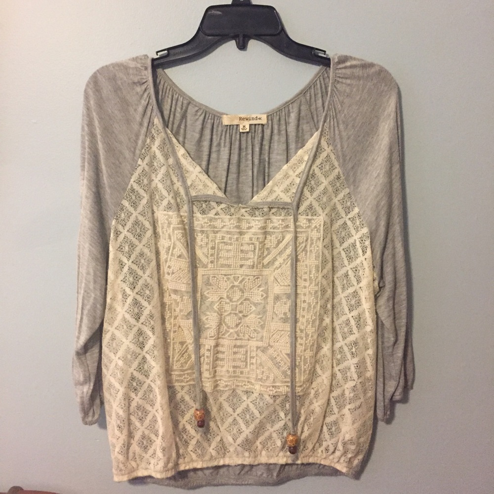 Boho cream sheer blouse