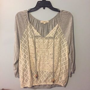 Boho cream sheer blouse