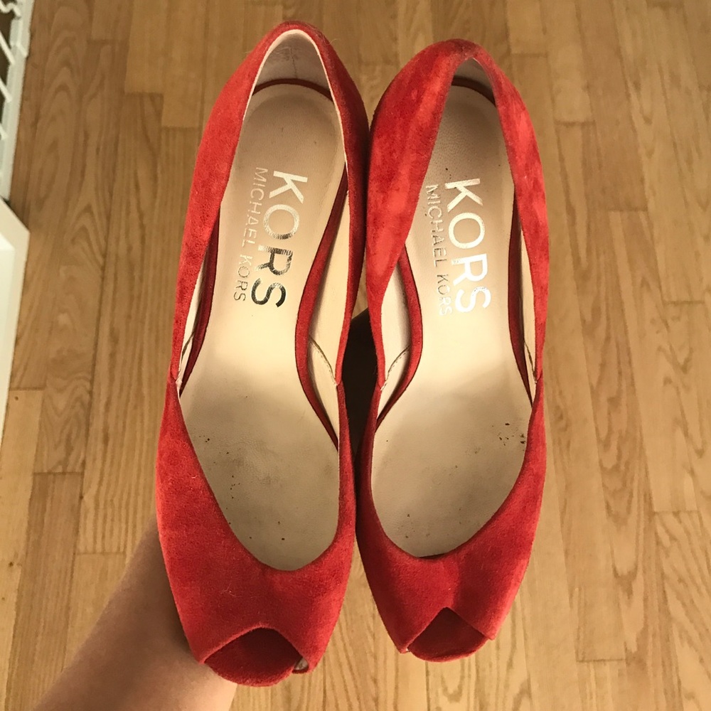 KORS Michael Kors Red Suede Summer Wedges