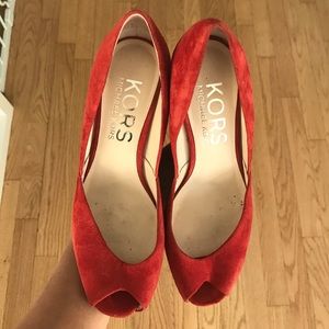 KORS Michael Kors Red Suede Summer Wedges