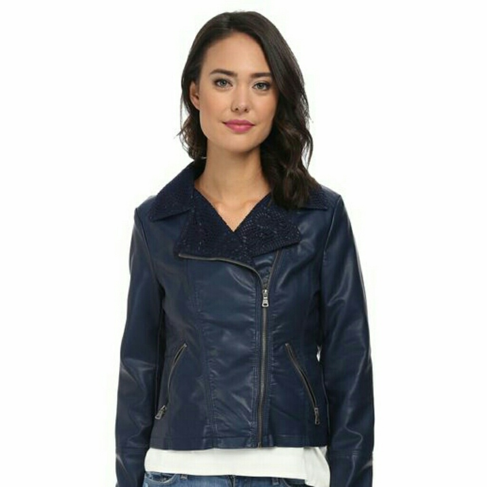 Jessica Simpson Blue Leather jacket Size XL, New w