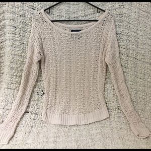Woven cream colored scoop neck
